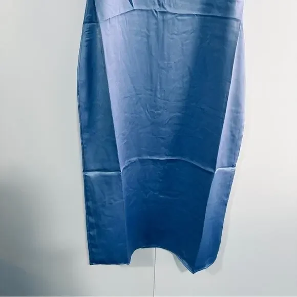 We Wore What Size 2 Silky Blue Dress Midi Draped Party Bridesmaid City Wedding - Picture 16 of 16